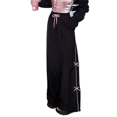 即日発送SブラックHighwaist ribbon pants andmary XFLWAM Women's Wide Leg Pants High Elastic Waisted Tie Knot